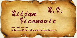 Miljan Vicanović vizit kartica